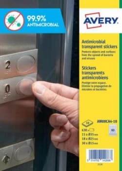 Avery Antimicrobial Film Square 68 Per Sheet 10 Sheets