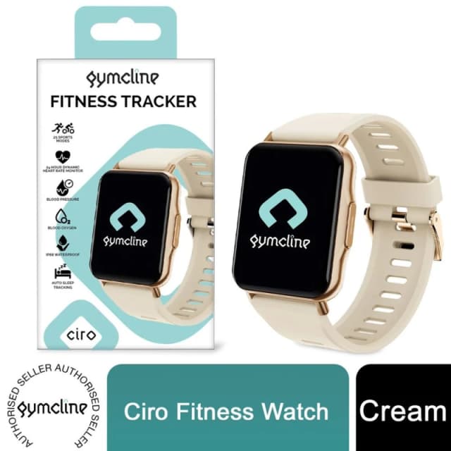 Gymcline Ultimate Fitness Tracker: Gymcline Ciro-25 Sports Modes, IP68 Waterproof, Cream