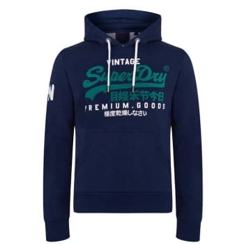 Superdry Vintage Logo Hoodie - Navy Grit 4AY