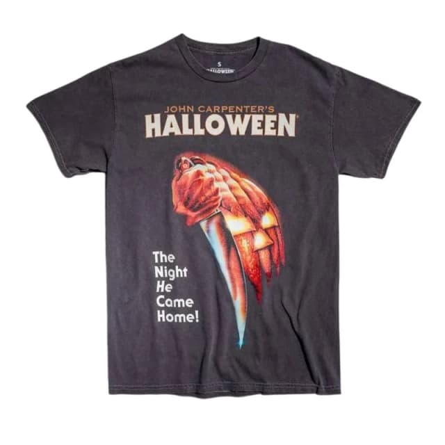 Halloween Mens Movie Poster Vintage Wash T-Shirt in Black Size: Medium Black Male M
