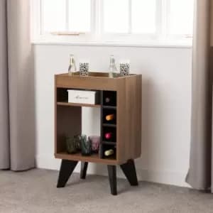 Naples Mini Bar Black and Pine Effect Brown