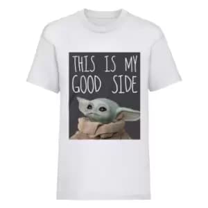 Star Wars: The Mandalorian Mens My Good Side The Child T-Shirt (3XL) (White)