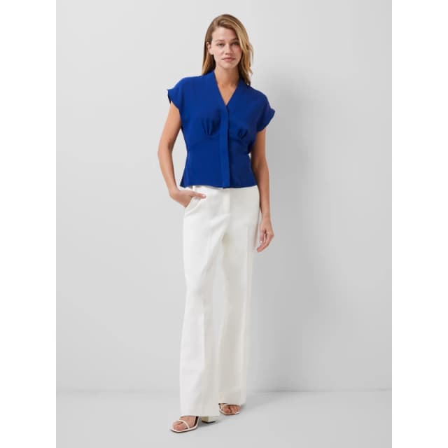 French Connection Womens Carmen Short-Sleeve Blouse 40-Cobalt Blue female 8 (XS)