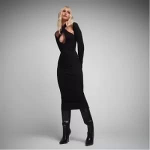 Missguided Plunge Halterneck Cut Out Midaxi Dress - Black