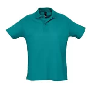 SOLS Mens Summer II Pique Short Sleeve Polo Shirt (L) (Duck Blue)