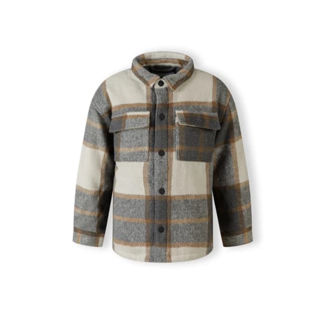 Minoti Boys padded shirt jacket wool blend grey check Grey male 2-3 Yrs