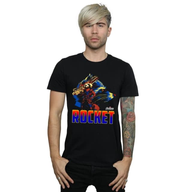 Marvel Marvel Men Avengers Infinity War Rocket Character T-Shirt in Black Size: Small Black S Male 5057736875933