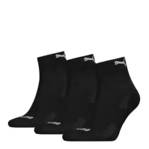 Puma 3 Pack Cushion Quarter Length Socks - Black