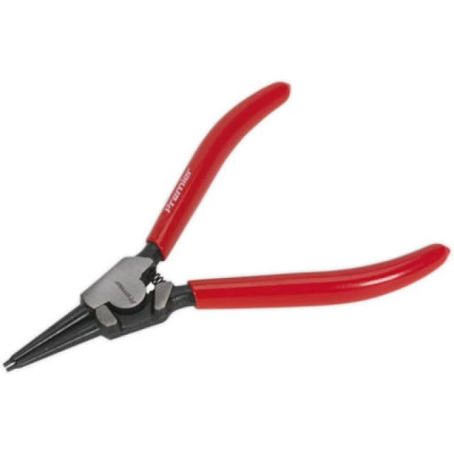 Loops 180mm Straight Nose External Circlip Pliers - Spring Loaded Jaws - Non-Slip Tips Multi