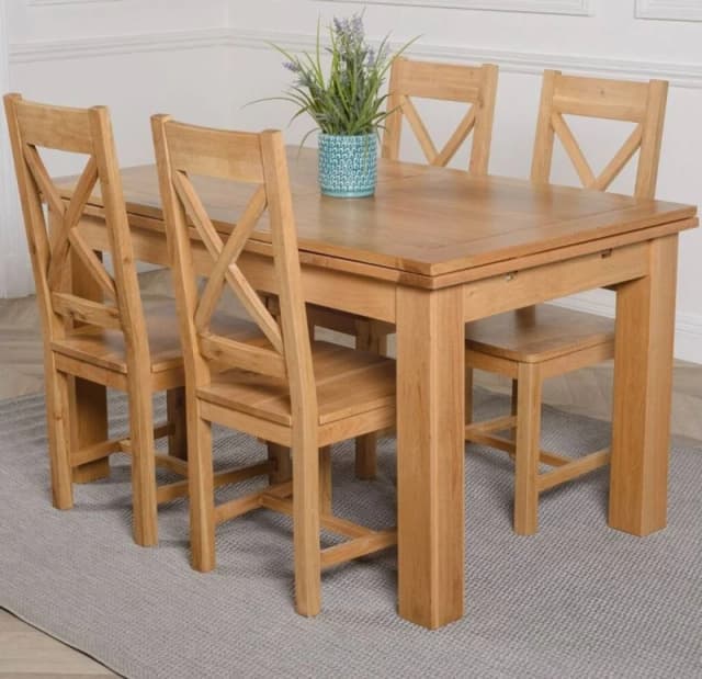 Thats Furniture Richmond 140-220cm Oak Extending Dining Table & 4 Berkeley Chairs in Brown Brown Unisex