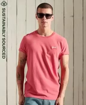 Superdry Mens Organic Cotton Vintage Embroidered T-Shirt Cream / Coral Marl - Size: Xxl