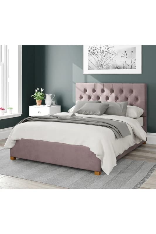 Aspire Aspire Olivier Upholstered Ottoman Storage Bed, Plush Velvet Fabric in Rose Size: Single Rose Single Unisex 5057632167644