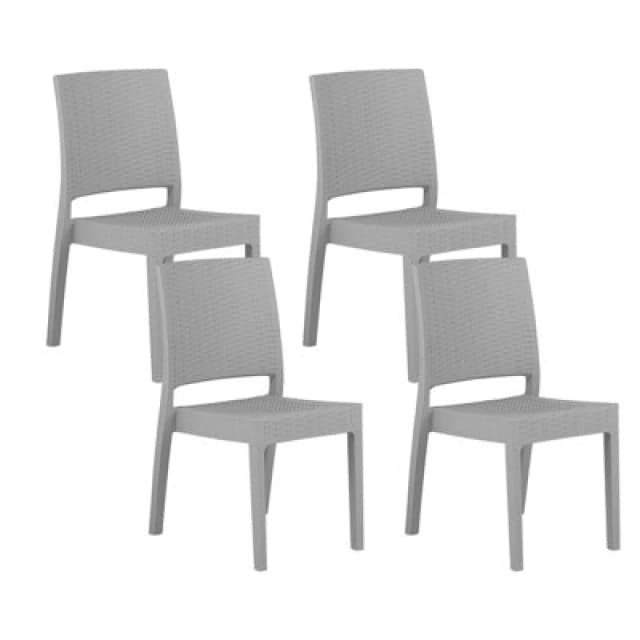 Beliani Set Of 4 Garden Chairs Fossano Synthetic Material Light Grey