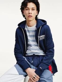 Tommy Jeans Essential Graphic Zip Through Hoodie - Navy