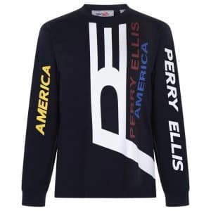 Perry Ellis Logo T Shirt - Navy