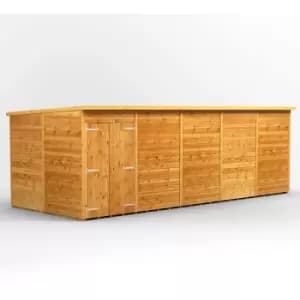 Power Sheds - 20x8 Power Pent Windowless Double Door Garden Shed - Brown