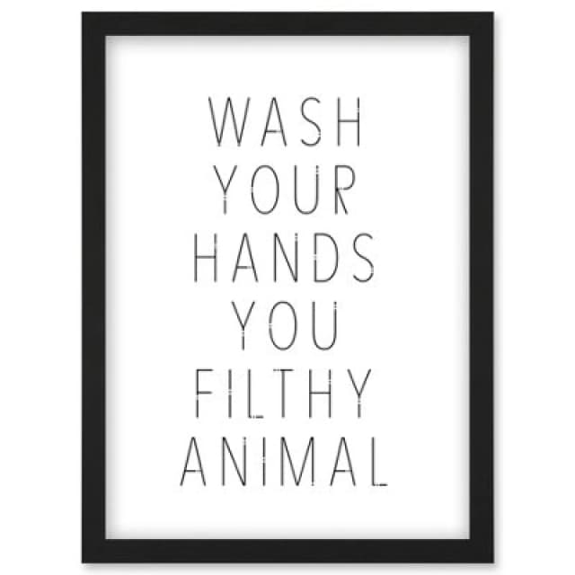Artery8 Funny Toilet Wall Art Wash Your Hands You Filthy Animal Sign Bathroom Decor Wall Art Print - A4 Size