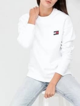 Tommy Jeans Tommy Badge Crew Sweat Top - White