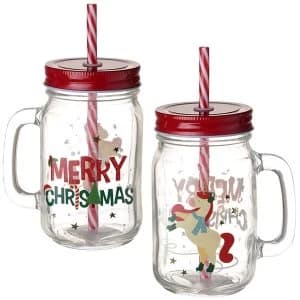 Unicorn Christmas Mason Drinking Jar