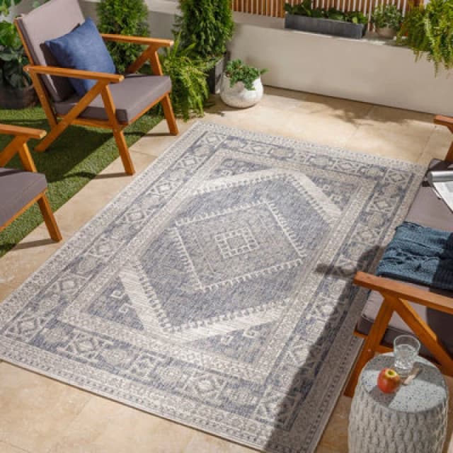 Livabliss In- & Outdoor Global Navy Anwara Area Rug 120 X 170 Cm - Easy To Clean, Perfect For Patio, Balcony, Kitchen Or Dining Room