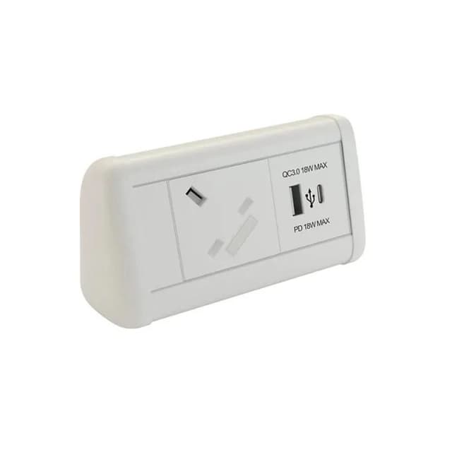 POWERDATA MINI DESK White 1X INDIVIDUALLY POWER SOCKET - USB TYPE A&am