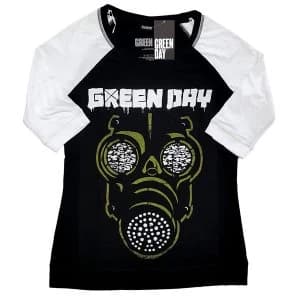 Green Day - Green Mask Ladies Large T-Shirt - Black,White