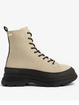 Barbour International Napier Lace Up Chunky Leather Boot - Cream, Size 4, Women