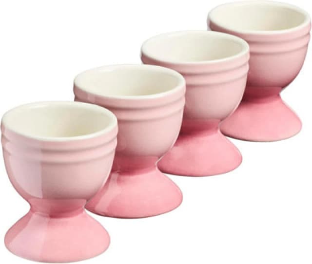 Cooks Professional Set Of 4 Colourful Stoneware Egg Cups - Dishwasher & Microwave Safe - Pink