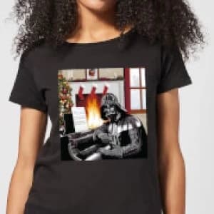 Star Wars Darth Vader Piano Player Womens Christmas T-Shirt - Black