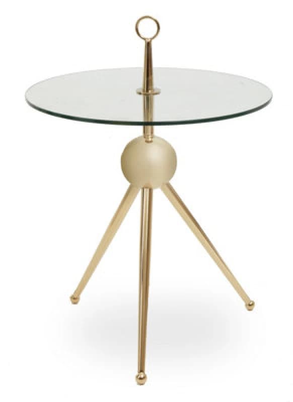 Premier Housewares Clear Glass Gold Frame Side Table, Stylish Design End Table with Tripod Metal Legs, Rose Gold Corner Table Gold