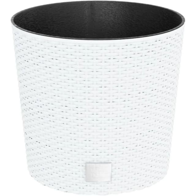 vidaXL Planter w/ Removable Inner White 15/15.3 L PP Rattan, White 364685