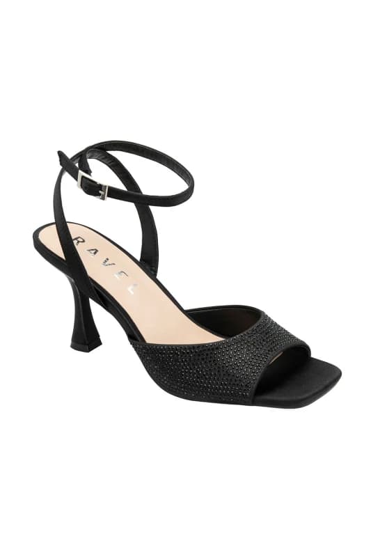 Ravel Womens 'Holms' Satin & Diamante Sandals in Black Size: 6 Black Female 6