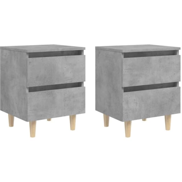 VIDAXL Bed Cabinets & Solid Pinewood Legs 2 pcs Concrete Grey 40x35x50cm vidaXL 8720286356692