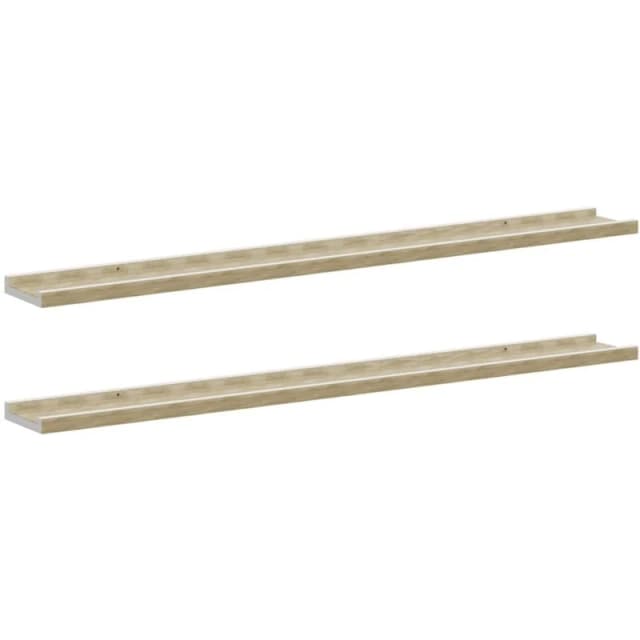 VIDAXL Vidaxl - Wall Shelves 2 pcs White and Sonoma Oak 100x9x3cm 8720286417935