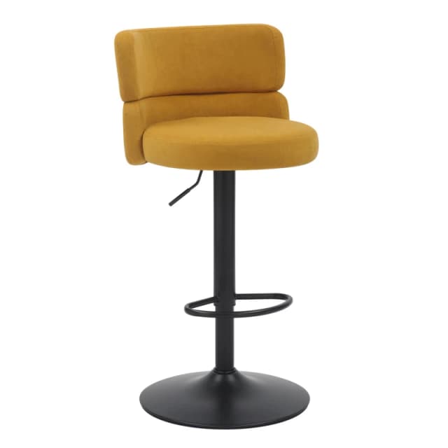 2 X Mason Brushed Velvet Mustard/Black Bar Stools, Yellow 216-09-15-01-01