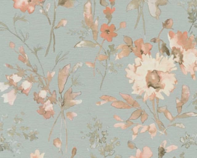 As Creation Cosmoliving Painted Flower Floral Paradise Blue Wallpaper 790616