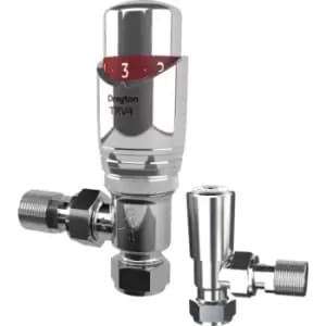 Drayton Chrome Angled TRV4 & Lockshield Valve 15mm 705170 - 551956