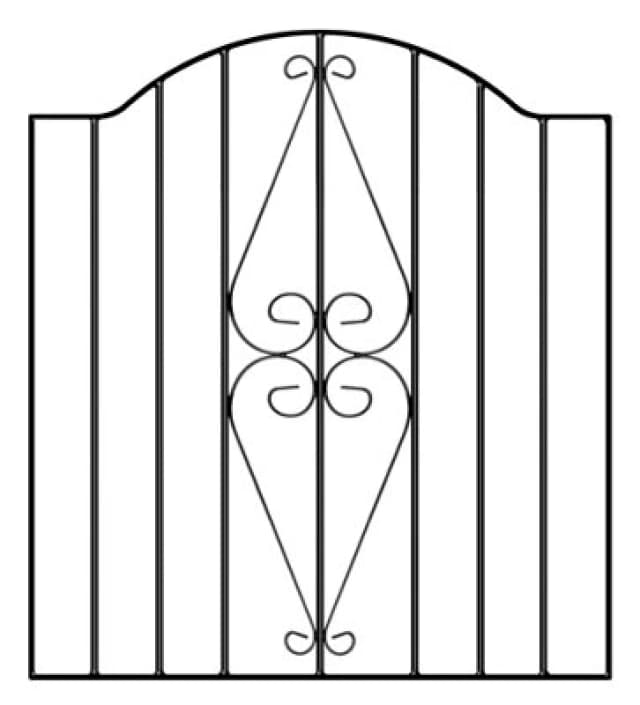 Burbage Iron Craft Stira Scroll Low Bow Top Metal Garden Gate 955mm Gap X 942mm High Hesc