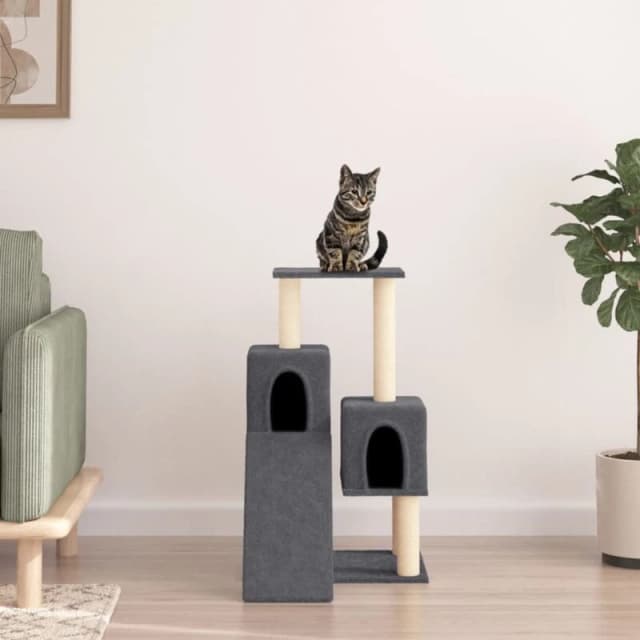 vidaXL Cat Tree with Sisal Scratching Posts Dark Grey 82cm, Grey 171779