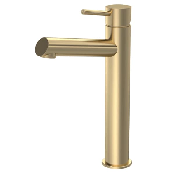 Balterley Minimalist Round Tall Mono Basin Mixer Tap Brushed Brass Bronze