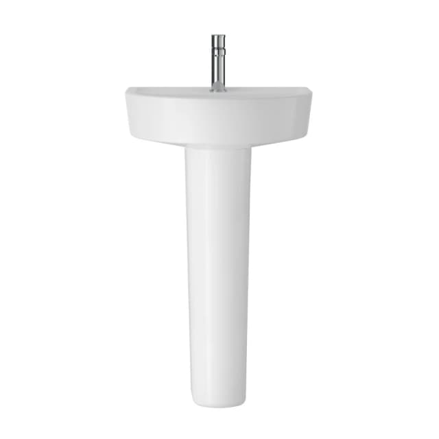 Balterley Mila Ceramic D Shape Basin Full Pedestal Tap Not Included 420mm White