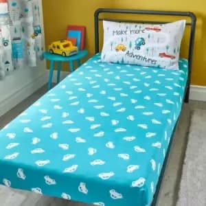 Bedlam Kids Little Transport Print Fitted Sheet, Grey, Junior