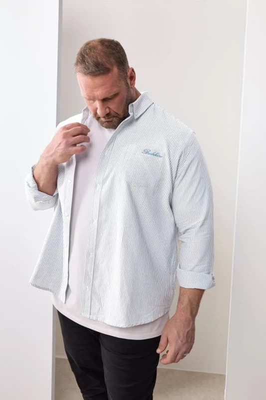 BadRhino Mens Stripe Oxford Shirt in Light Blue Size: XL Light Blue Male XL