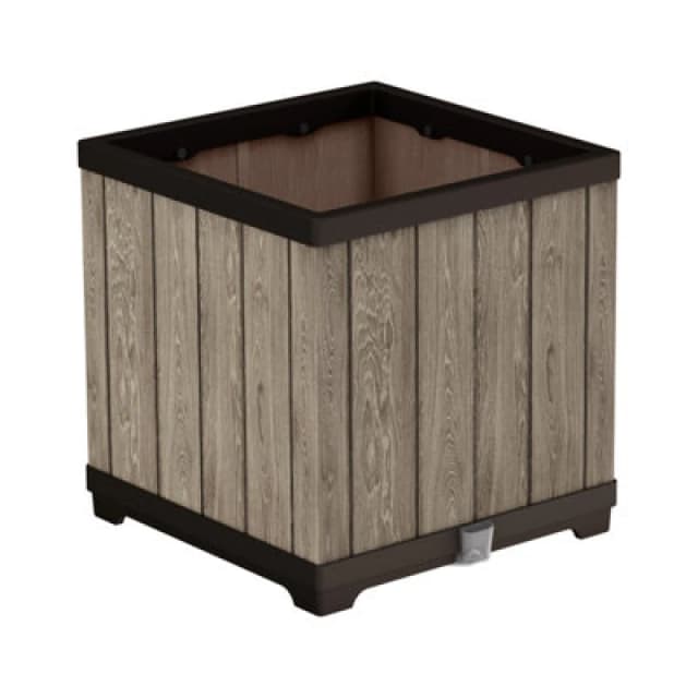Keter Deco Square Planter, Brown 262199