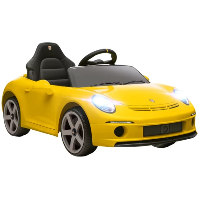 AIYAPLAY Electric Car for Kids 12V Licensed RUF GT for 3-5 Years, Yellow, Yellow 370-392V70YL