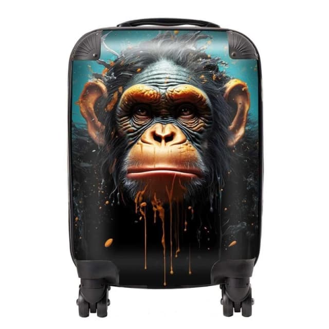 Warren Reed - Designer Monkey Face Splashart Blue Suitcase Size: Large Blue Unisex Large