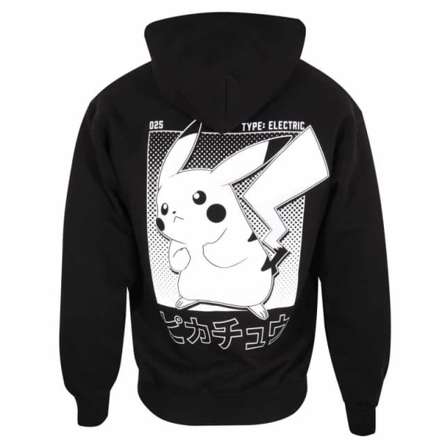 Pokemon Mens Pikachu Half Tone Hoodie in Black Size: Small Black Male S
