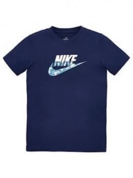 Nike Sportswear Older Boys Futura Camo Logo T-Shirt - Navy
