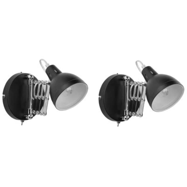Beliani Set Of 2 Wall Lamps Harrington Adjustable Metal Black