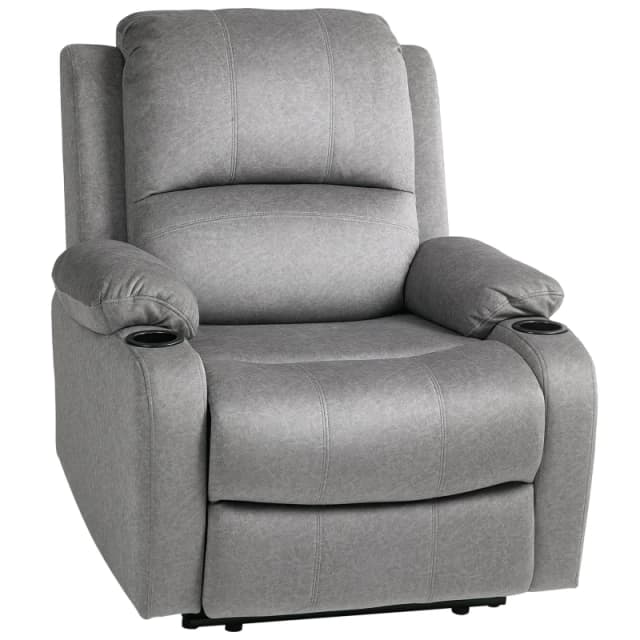 HOMCOM Recliner Armchair for Living Room - Recliner Chair with Cup Holder - Grey TJ Hughes 5061025082308